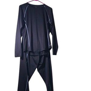 Terramar Womens Body-Sensors Black Performance Base Layer Set XL 100% Polyester